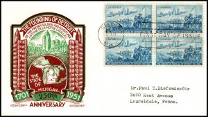 Scott 1000 3 Cents Detroit Staehle FDC Typed Address Block Planty 1000-7