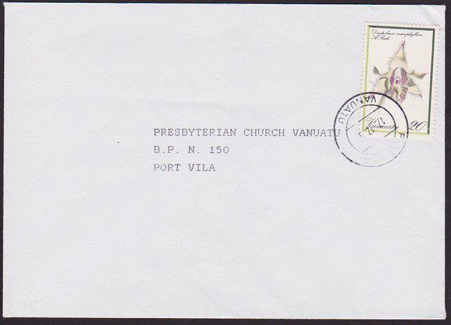 VANUATU 1992 local Port Vila cover - 20v Orchid............................67292