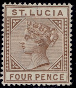 ST. LUCIA QV SG48, 4d brown, M MINT. Cat £15.