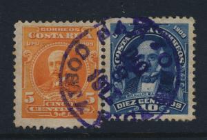 COSTA RICA - 1911 - NICE SAN JOSE CANCEL ACROSS 2 STAMPS (MiNr.66/7)