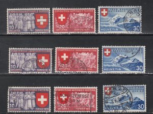 Switzerland # 247-255, National Exposition in 3 Languages, Used, 1/2 Cat.