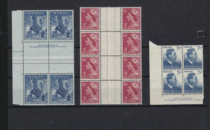 AUSTRALIA , VINTAGE NEVER MOUNTED MINT STAMPS BLOCKS REF 127 