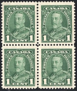 Canada SC#217 1¢ King George V Block of Four (1935)  MNH