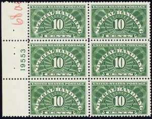 QE1b, Mint NH 10¢ Dry Printing Plate Block of Six Stamps CV $125 * Stuart Katz