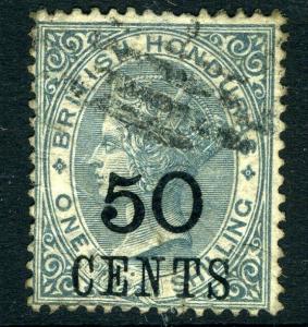 BRITISH HONDURAS-1888 50c on 1/- Grey Sg 42 GOOD USED V11255