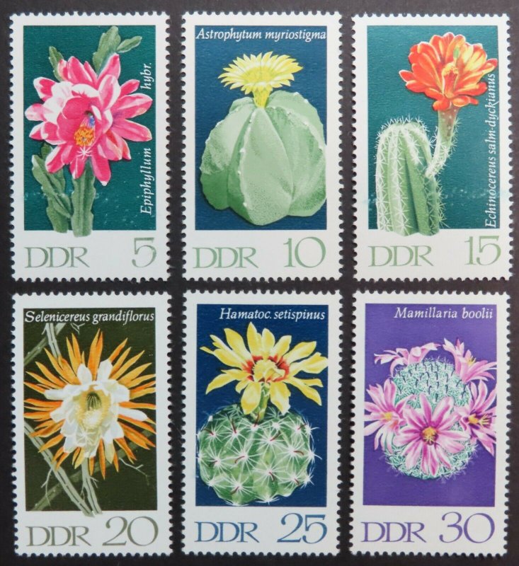 HuskyStamps ~ Germany DDR #1251-1256, set of 6, MNH, Flowers, 4 pictures