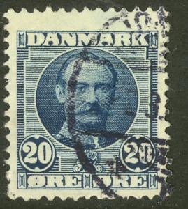 DENMARK 1907-12 20o INDIGO King Frederik VIII Sc 74 VFU