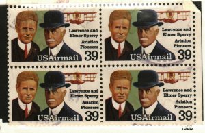 US #C114 used Block  (4 stamps) Sperry Brothers aviation pioneers