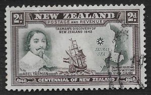 New Zealand #232 2p Abel Tasman Ship & Chart of West Coast of NZ