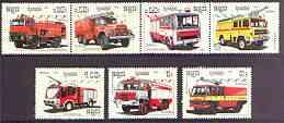 Kampuchea 1987 Fire Engines complete perf set of 7 unmoun...