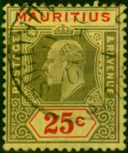Mauritius 1910 25c Black & Red-Yellow SG190 Fine Used