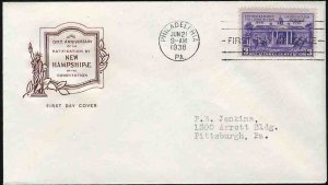 United States First Day Covers #835-19A, 1938 3c Constitution Ratification, H...