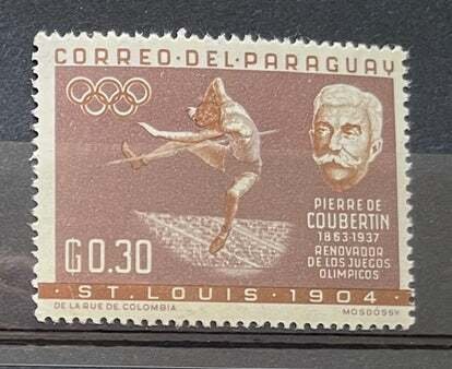 (3576) PARAGUAY 1963 : Sc# 738 OLYMPICS ST LOUIS 1904 PIERRE COUBERTIN - MNH VF