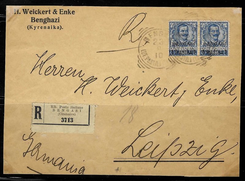 Italy Office in Africa - BENGASI -(#1) 1901 Surcharge 1pi ON 25c DEEP BLUE COVER