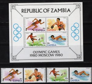 ZAYIX - Zambia 216-219a MNH Summer Olympics Sports Running Boxing  070922-SM29 