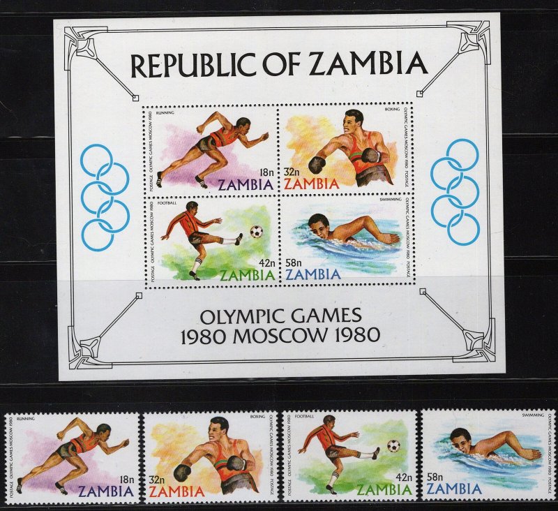 ZAYIX - Zambia 216-219a MNH Summer Olympics Sports Running Boxing  070922-SM29