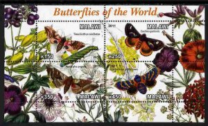 MALAWI - 2011 - Butterflies of the World  #4 - Perf 4v Sheet - MNH-Private Issue