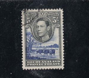 BECHUANALAND # 135 VF-KGV1 5sh LIGHT CORNER CANCEL