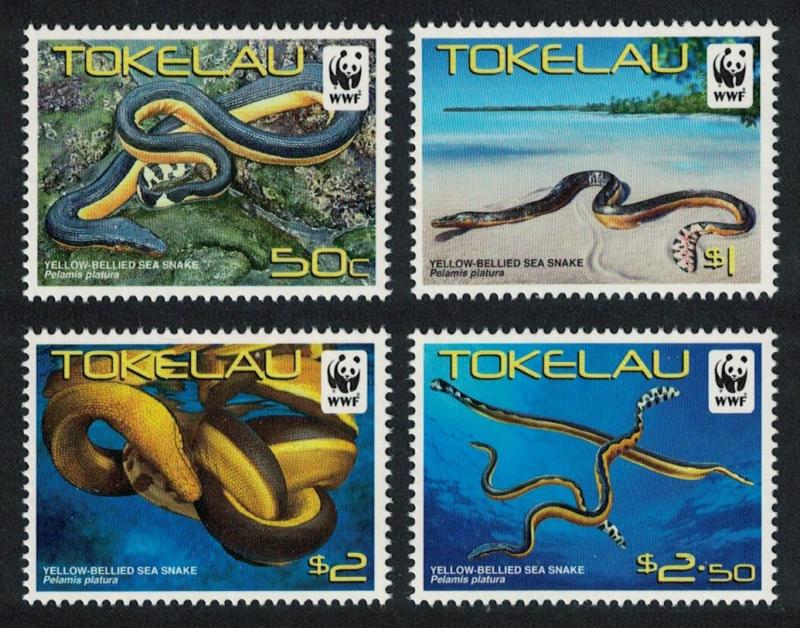 Tokelau WWF Yellow-bellied Sea Snake 4v SG#420-423 MI#408-411