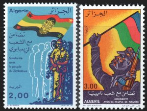Algeria #589-590  MNH - Solidarity with Zimbabwe, Flag, Soldier (1977)