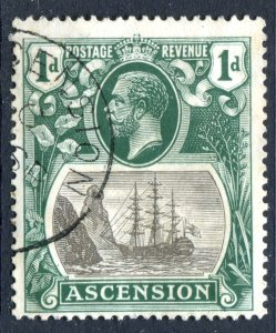 Ascension 1924 KGV. 1d grey black & deep blue green. Used. SG 11.