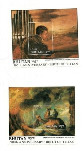 SPECIAL LOT Bhutan 1989 677-88 - Titian 500th Ann. - 10 Sets of 12 S/S - MNH