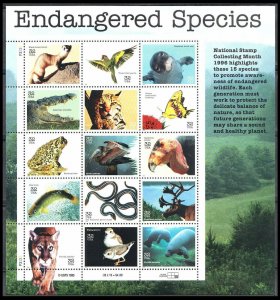 USA UNITED STATES - 1995 ENDANGERED SPECIES / ANIMALS / BIRDS / SNAKES - SHEETLE