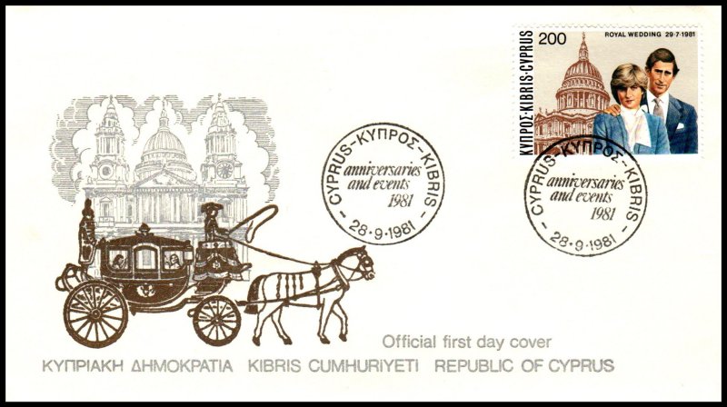 Cyprus 569 Royal Wedding U/A FDC