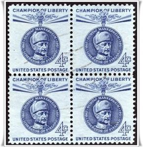 ♦SC#1165 4¢ Mannerheim Block of Four (Used)