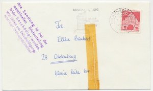 Damaged mail cover Germany 1970 Damaged by mechanical mail distribution