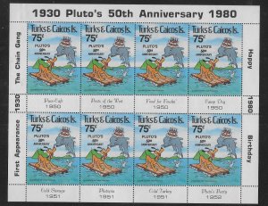 Turks and Caicos Islands 469 Disney 50th Pluto mini-sheet MNH c.v. $12.00 (fr)