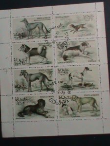 OMAN STAMP-1973-WORLD RARE FAMOUS DOGS CTO NOT HING S/S SHEET VERY FINE