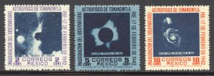 Mexico Scott 774-76 Unused LHOG - 1942 Tonanzintla Observatory - SCV $40.00