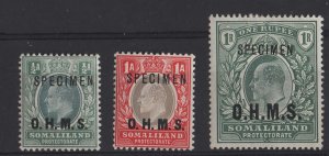 Somaliland 1904 OHMS ½a, 1a & 1r ovpt Specimen very fine mint sgO10-11, O15 (a