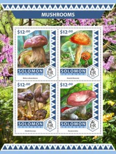 SOLOMON IS. - 2016 - Mushrooms - Perf 4v Sheet - Mint Never Hinged