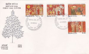Sri Lanka # 708-711, Vesak Festival, First Day Cover