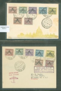 Vatican City 61-7 1939 Interregum set, group of 6 FDCs: 3 addressed to same recipient with date error and official corrective ha