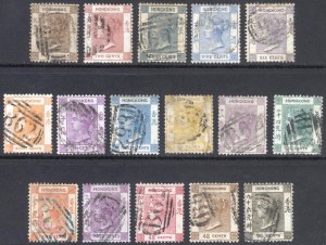 Hong Kong 1863-80 QV 2c-96c Watermark Crn CC Scott 8-22&24 SG 8-31 FU Cat $747