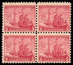 US Sc 736 F-VF/MNH BLOCK - 1934 3¢ Maryland Tercentenary