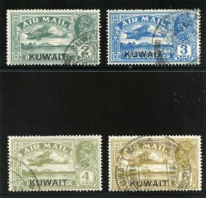 Kuwait 1933 KGV Air Stamps set complete very fine used. SG 31-34. Sc C1-C4.