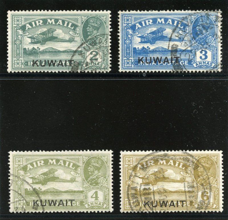 Kuwait 1933 KGV Air Stamps set complete very fine used. SG 31-34. Sc C1-C4.