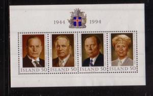 Iceland Sc 788 1994 50 Years Republic stamp sheet mint NH