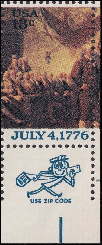 US 1692 Declaration of Independence John Adams 13c zip single LR MNH 1976