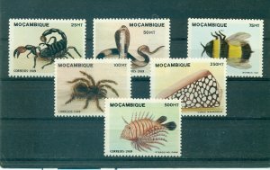 Mozambique - Sc# 1074-9. 1989 Venomous Creatures. MNH. $7.45.