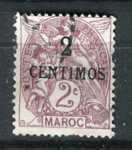 FRENCH COLONIES; MOROCCO 1900s classic Mouchon surcharged used 2c. Postmark