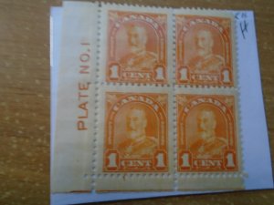 Canada  #   162  LL  #  1  Plate Block  MH