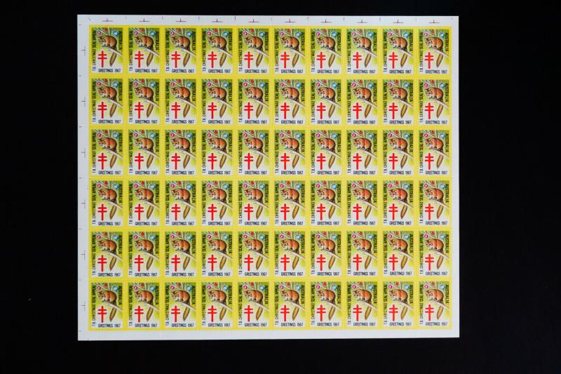 Australia Early Tuberculosis & Christmas Seal 1964 + 1967 Full Stamp Sheet of 60