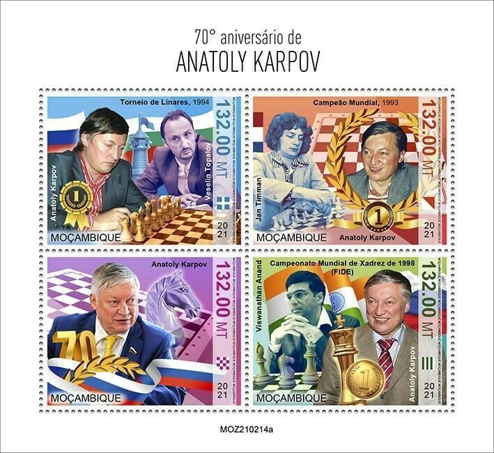 2021/11- MOZAMBIQUE - ANATOLY KARPOV 4V complet set MNH T