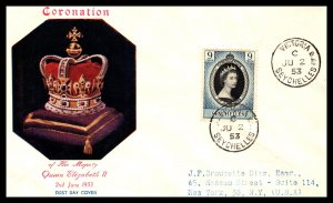 Seychelles 172 Coronation Typed FDC