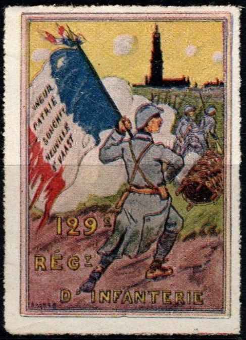 1914 WW One France Delandre Poster Stamp 129th Infantry Regiment ...